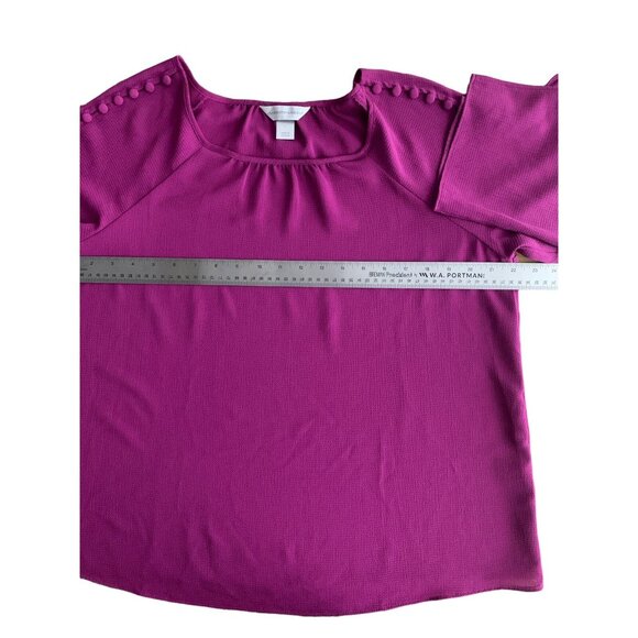Christopher & Banks Womens Fuchsia Blouse With Button Detail & Tie Sleeves Large - Picture 6 of 12